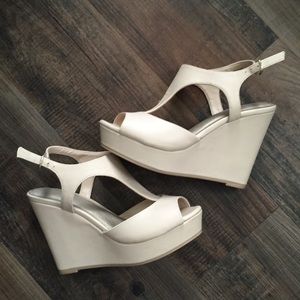 Cream wedge heels!